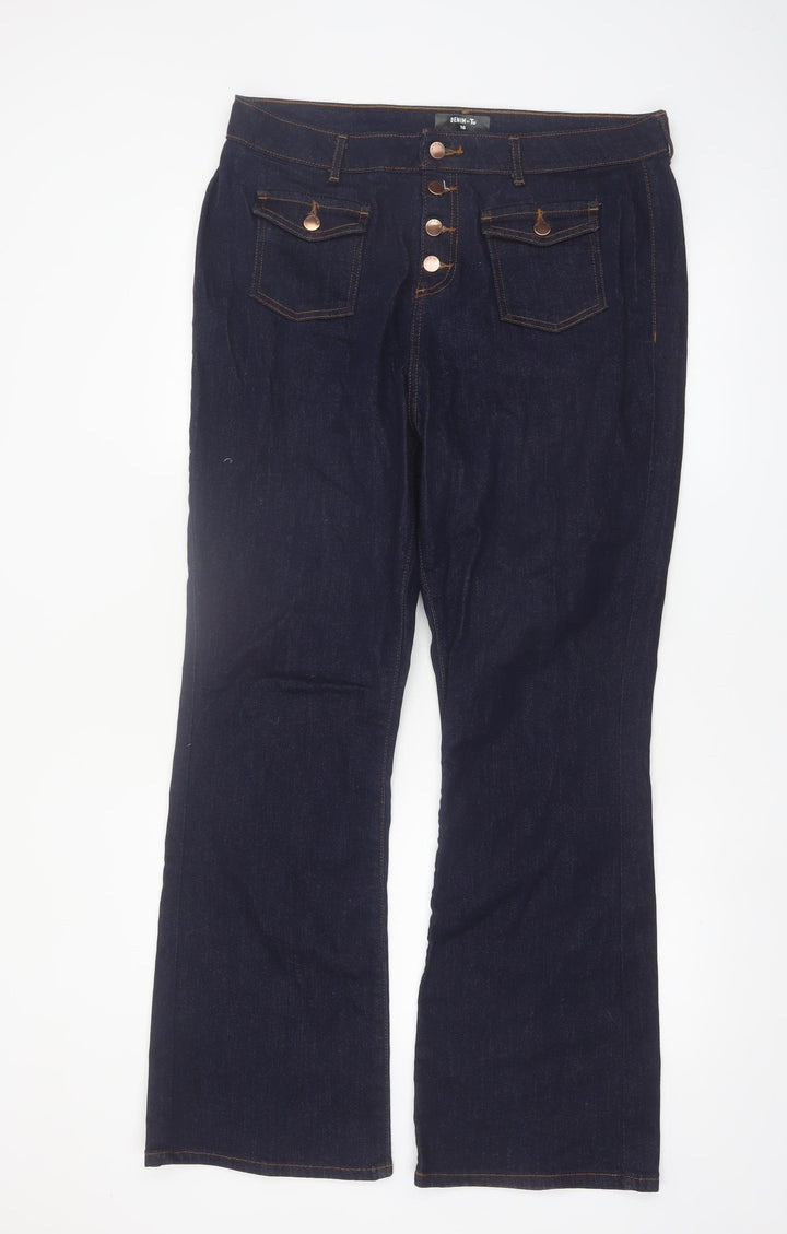 Tu Women’s Dark Blue Bootcut Jeans Size 16 High Rise Denim
