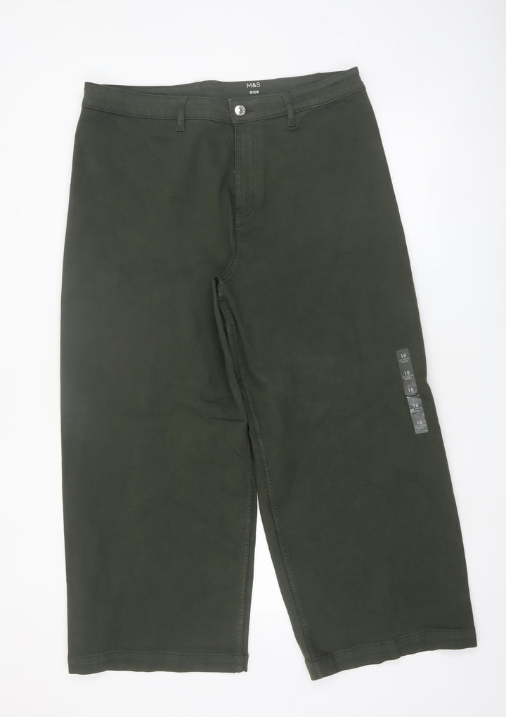 Marks and Spencer Women’s Green Size 18 Short Wide-Leg Jeans