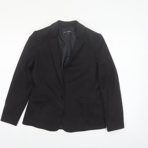 Next Women Black Petite Blazer Single-Breasted UK 8P Classic Fit