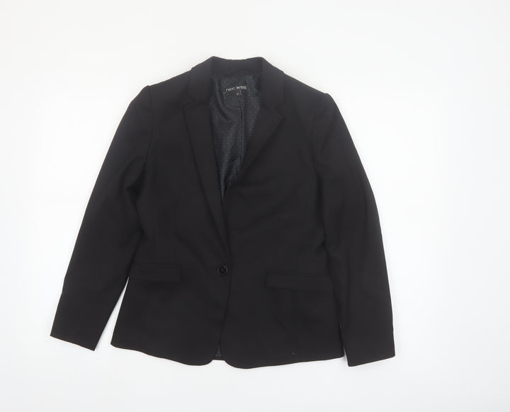 Next Women Black Petite Blazer Single-Breasted UK 8P Classic Fit
