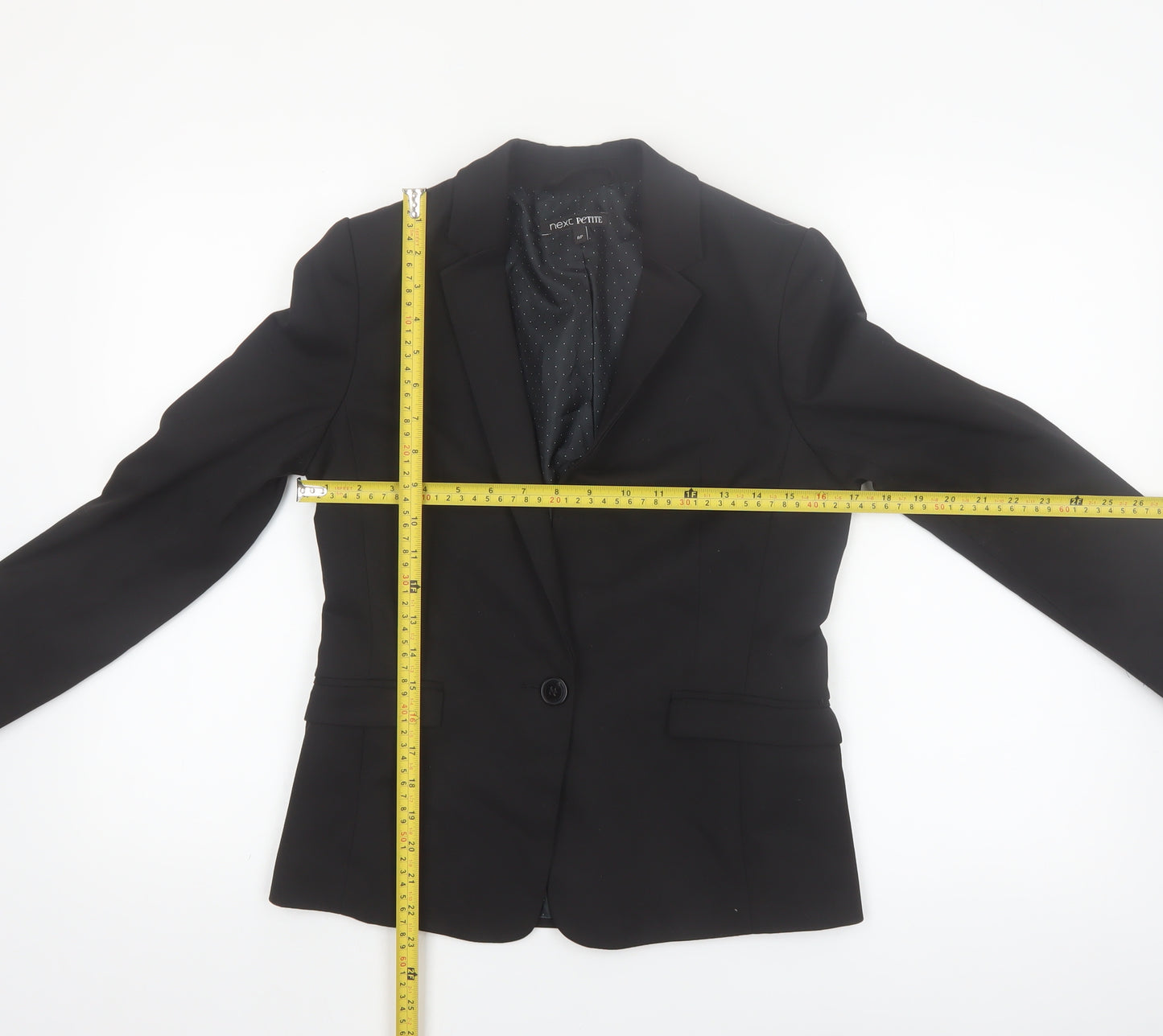 Next Women Black Petite Blazer Single-Breasted UK 8P Classic Fit