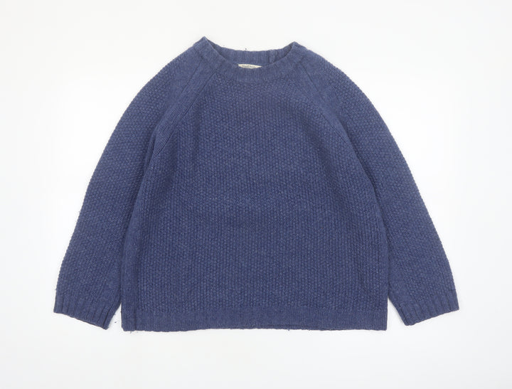 WoolOvers Womens Blue Pure Wool Chunky Knit Jumper Size M