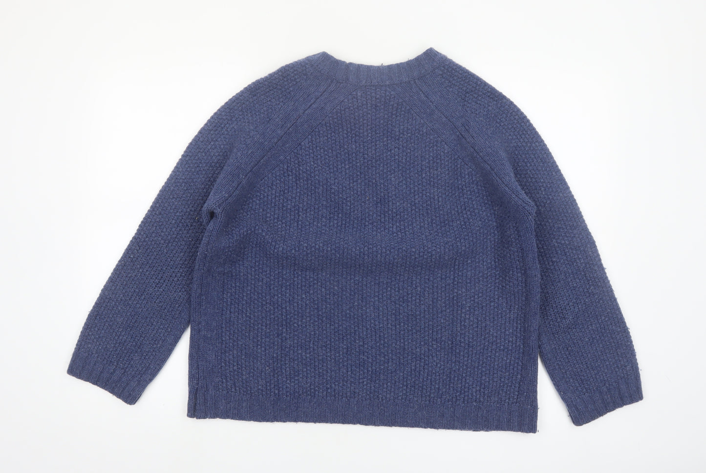 WoolOvers Womens Blue Pure Wool Chunky Knit Jumper Size M