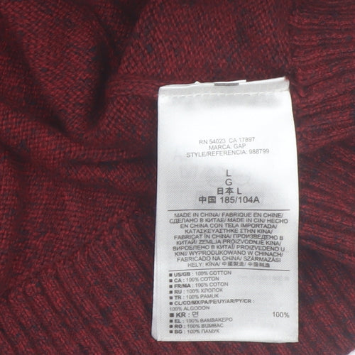 GAP Men's Red Cotton Crew Neck Pullover Jumper Size L
