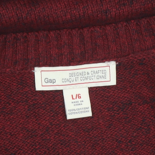 GAP Men's Red Cotton Crew Neck Pullover Jumper Size L