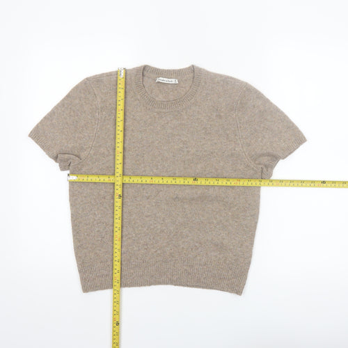 Abercrombie & Fitch Womens Beige Wool Blend Short Sleeve Jumper M