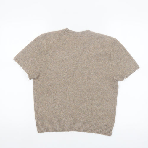 Abercrombie & Fitch Womens Beige Wool Blend Short Sleeve Jumper M