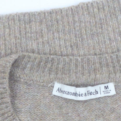 Abercrombie & Fitch Womens Beige Wool Blend Short Sleeve Jumper M