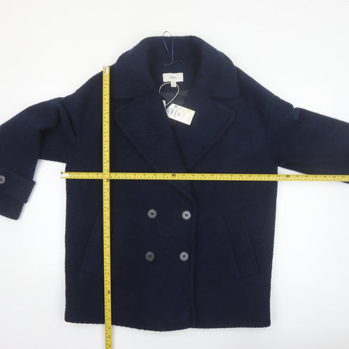 Marks and Spencer Women's Blue Wool Blend Pea Coat Size 14