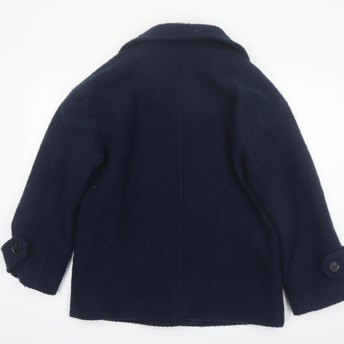 Marks and Spencer Women's Blue Wool Blend Pea Coat Size 14