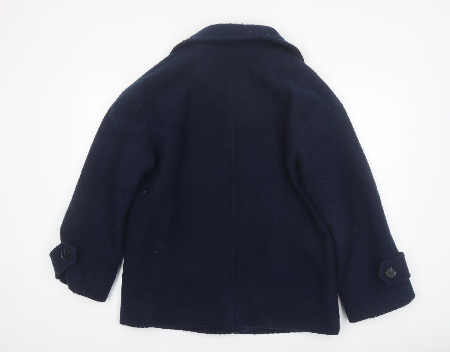 Marks and Spencer Women's Blue Wool Blend Pea Coat Size 14