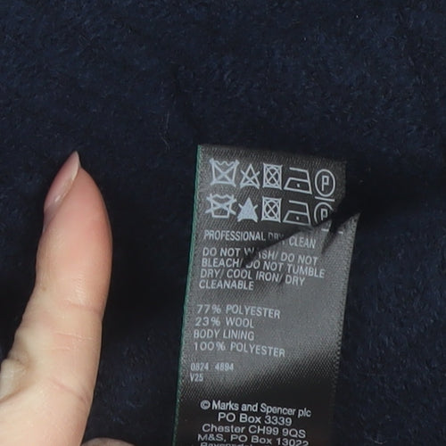 Marks and Spencer Women's Blue Wool Blend Pea Coat Size 14