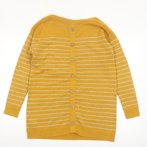 White Stuff Women's Yellow Striped Long Sleeve Cotton Cardigan Size 12