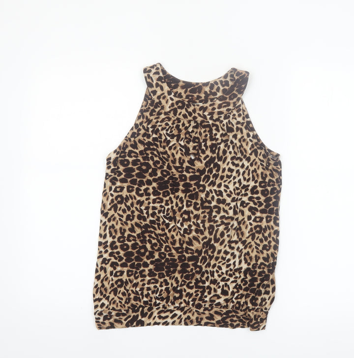 Next Women's Brown Animal Print Sleeveless Tank Top Size 10