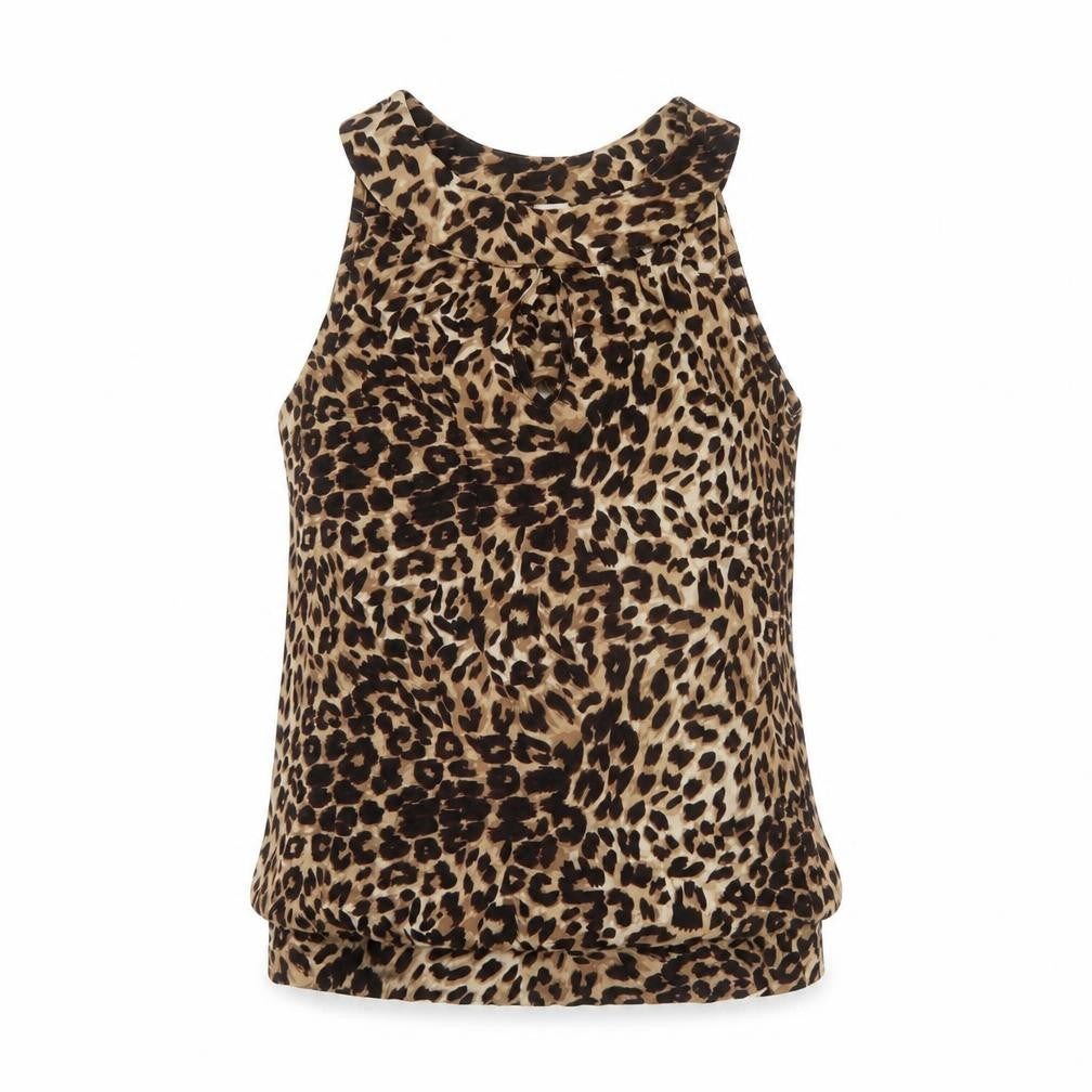 Front view of Next Women's Brown Animal Print Sleeveless Tank Top, size 10