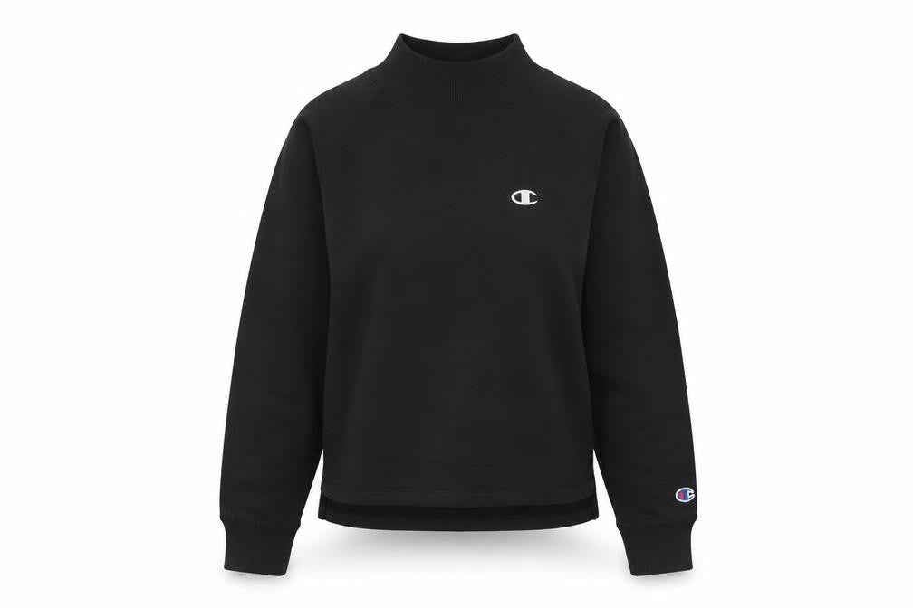 Front view of Champion Women's Black Small Crew Neck Pullover Sweatshirt