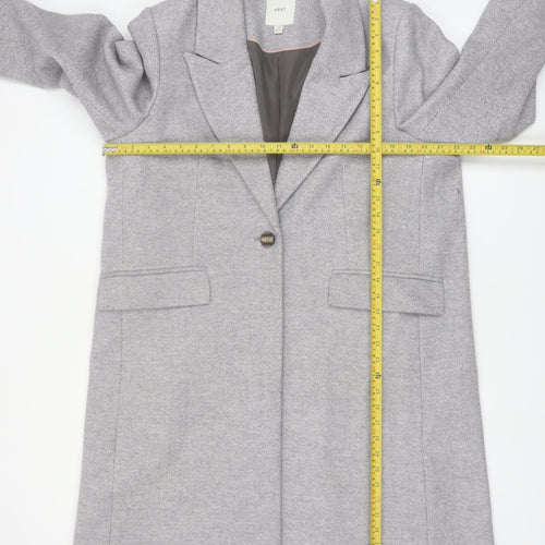 Next Womens Grey Petite Long Coat 18P Polyester Blend Smart Jacket