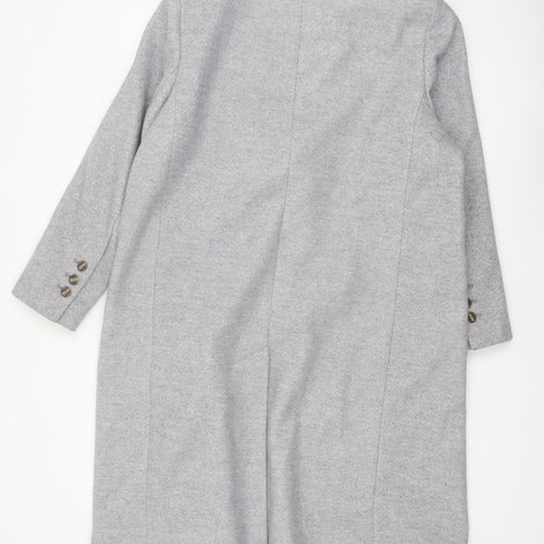 Next Womens Grey Petite Long Coat 18P Polyester Blend Smart Jacket