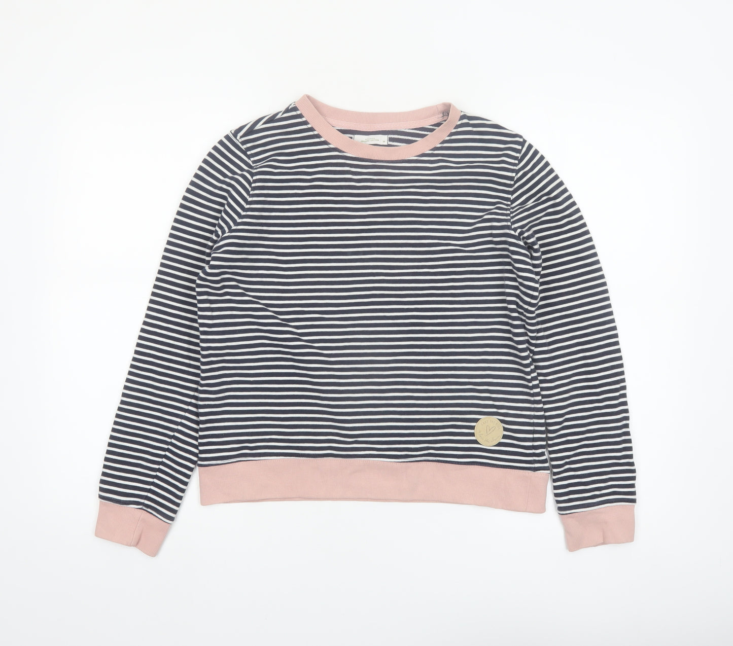 Reserved Women’s Navy Striped Sweatshirt Medium Organic Cotton
