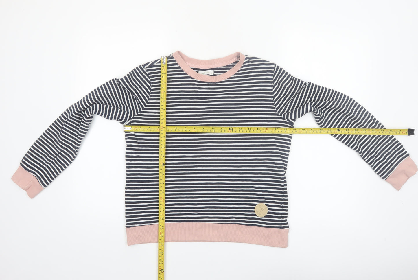 Reserved Women’s Navy Striped Sweatshirt Medium Organic Cotton