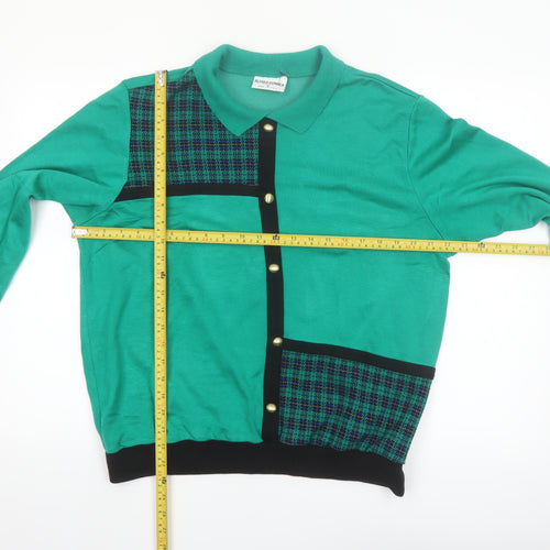 Alfred Dunner Women's Green Collared Check Button-Up Top Size L