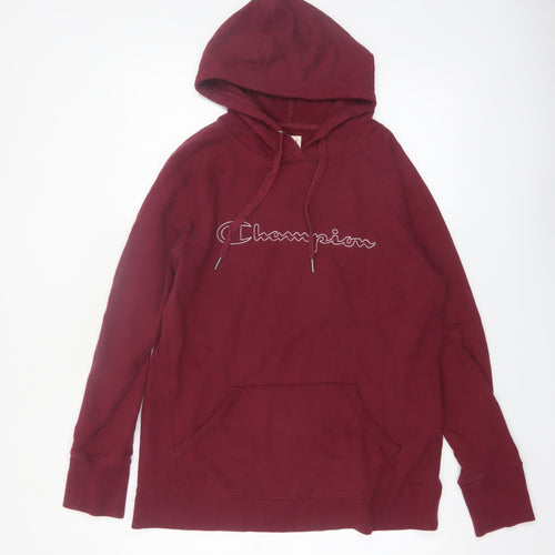 Champion Men's Red Pullover Hoodie Large Logo Athletic Sweatshirt
