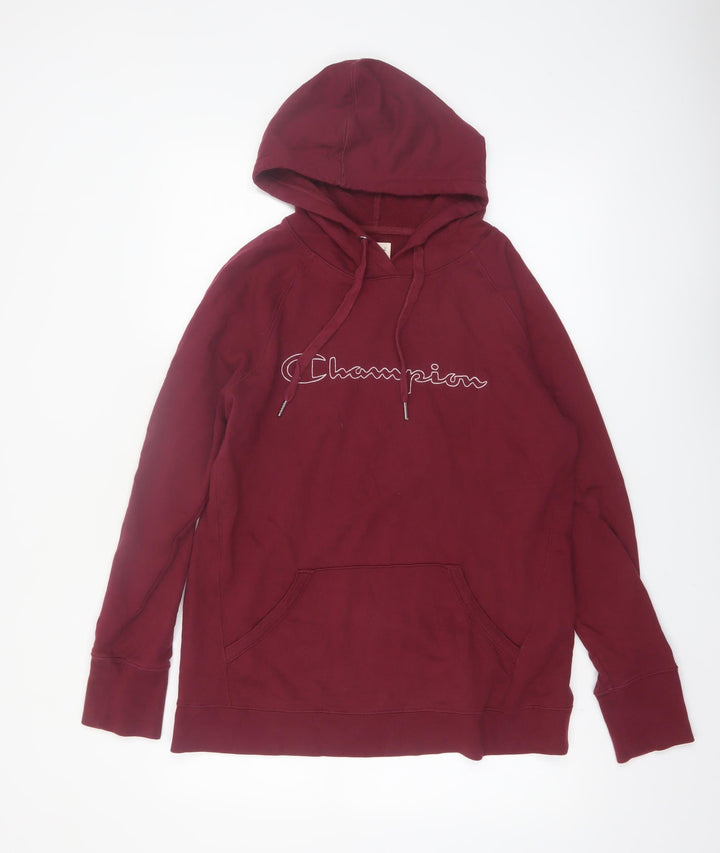 Champion Men's Red Pullover Hoodie Large Logo Athletic Sweatshirt