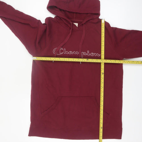 Champion Men's Red Pullover Hoodie Large Logo Athletic Sweatshirt