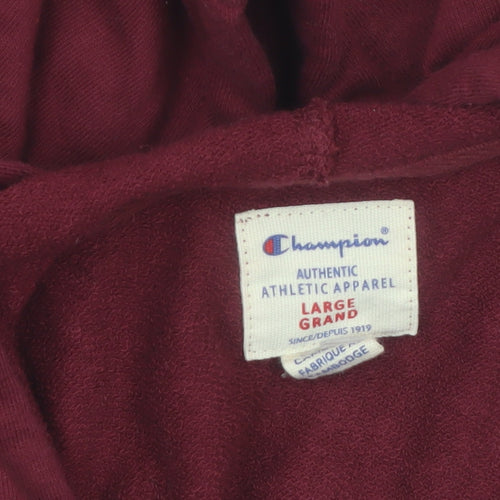 Champion Men's Red Pullover Hoodie Large Logo Athletic Sweatshirt