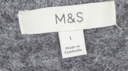 Marks and Spencer Women’s Grey Argyle Knit Crew Neck Jumper L