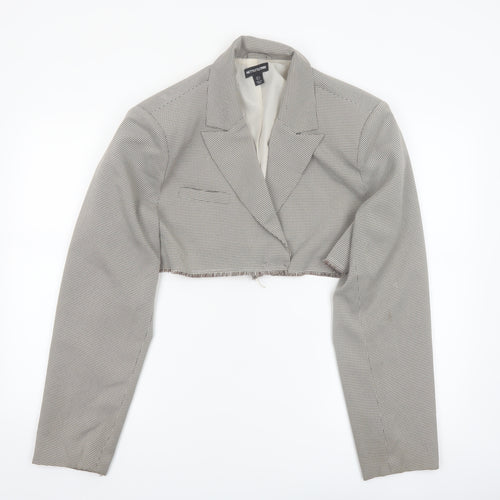 PrettyLittleThing Women’s Grey Houndstooth Cropped Blazer UK 8