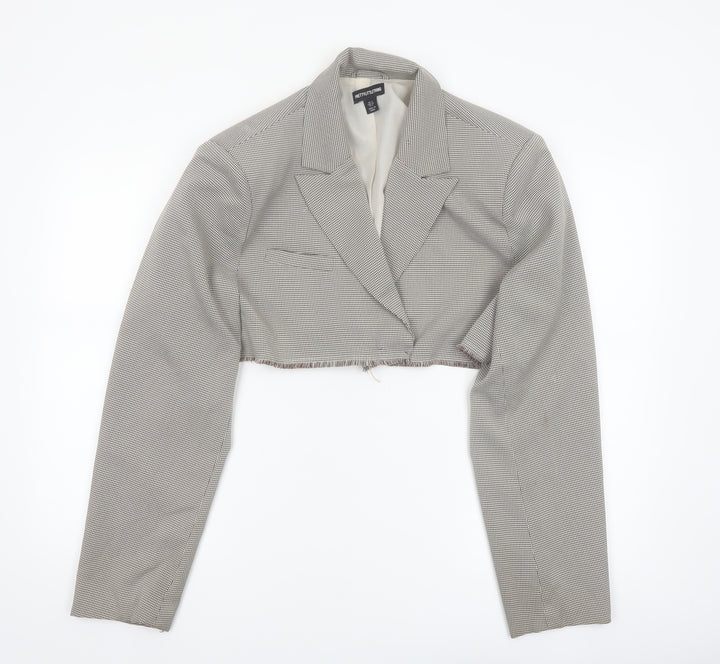 PrettyLittleThing Women’s Grey Houndstooth Cropped Blazer UK 8