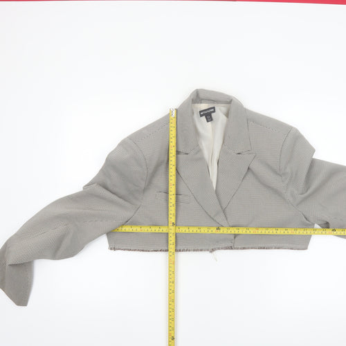 PrettyLittleThing Women’s Grey Houndstooth Cropped Blazer UK 8