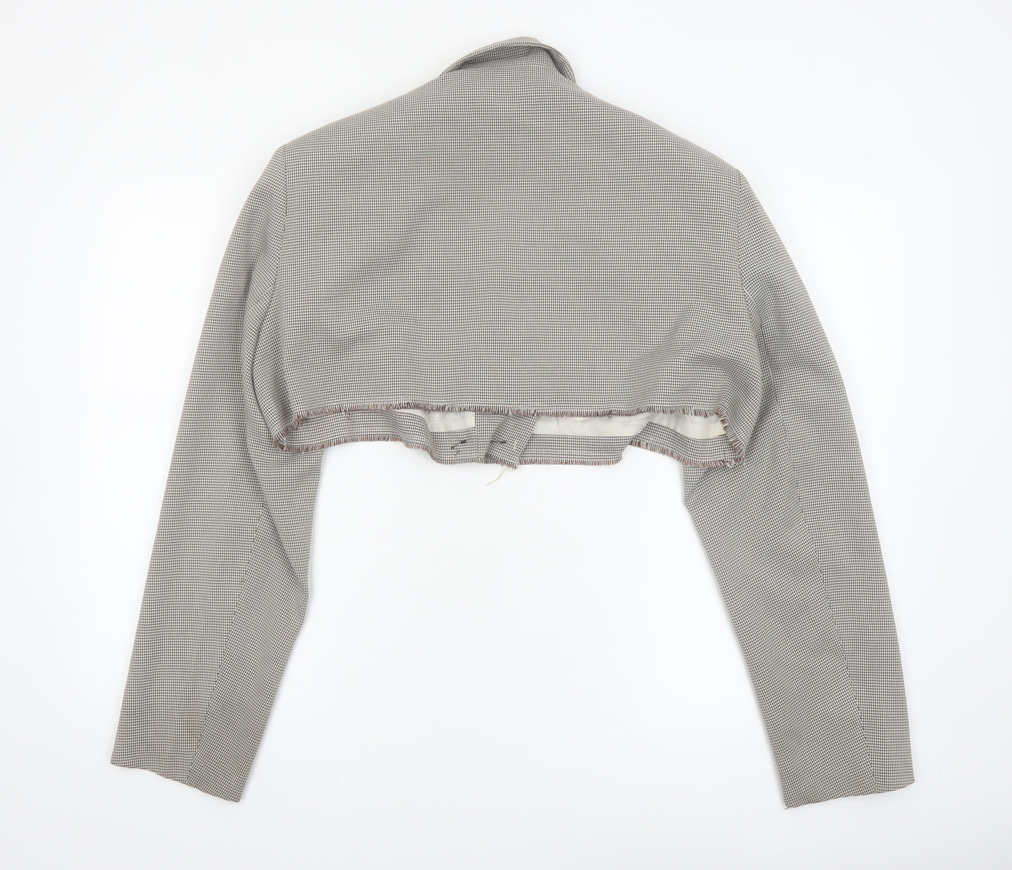 PrettyLittleThing Women’s Grey Houndstooth Cropped Blazer UK 8
