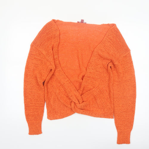 Joe Browns Women’s Orange V-Neck Twist Front Knit Jumper Size 12