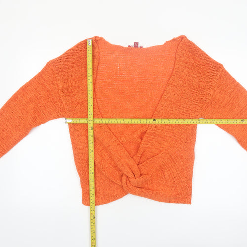 Joe Browns Women’s Orange V-Neck Twist Front Knit Jumper Size 12