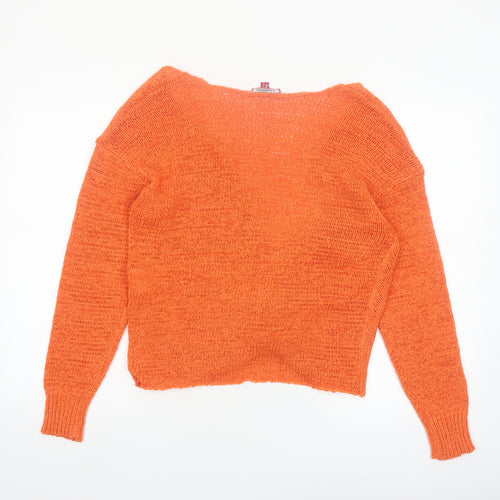 Joe Browns Women’s Orange V-Neck Twist Front Knit Jumper Size 12