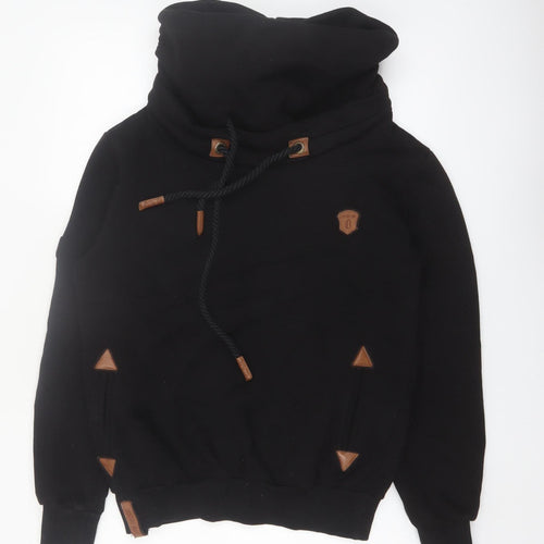 Leif Nelson Men's Black Pullover Hoodie M High Neck Fleece