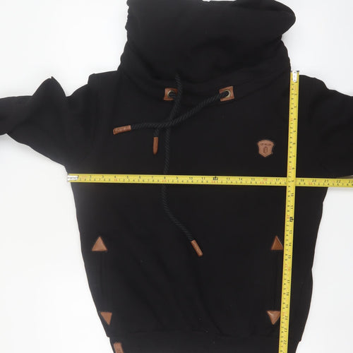 Leif Nelson Men's Black Pullover Hoodie M High Neck Fleece