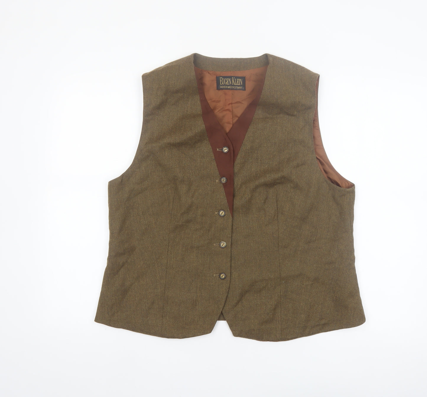 Eugen Klein Brown Wool Tailored Waistcoat Women’s Size 16 Classic Fit