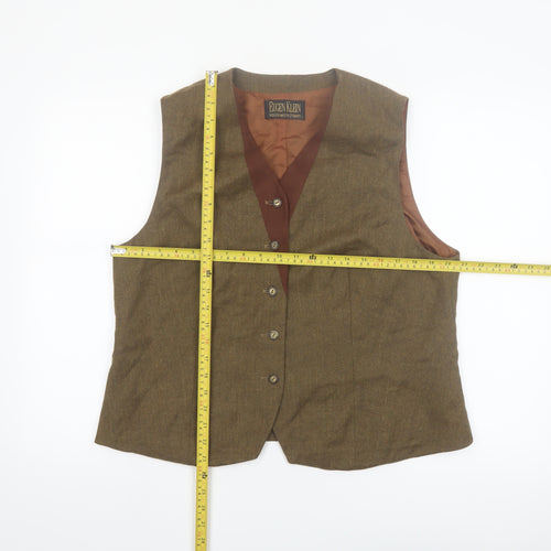 Eugen Klein Brown Wool Tailored Waistcoat Women’s Size 16 Classic Fit