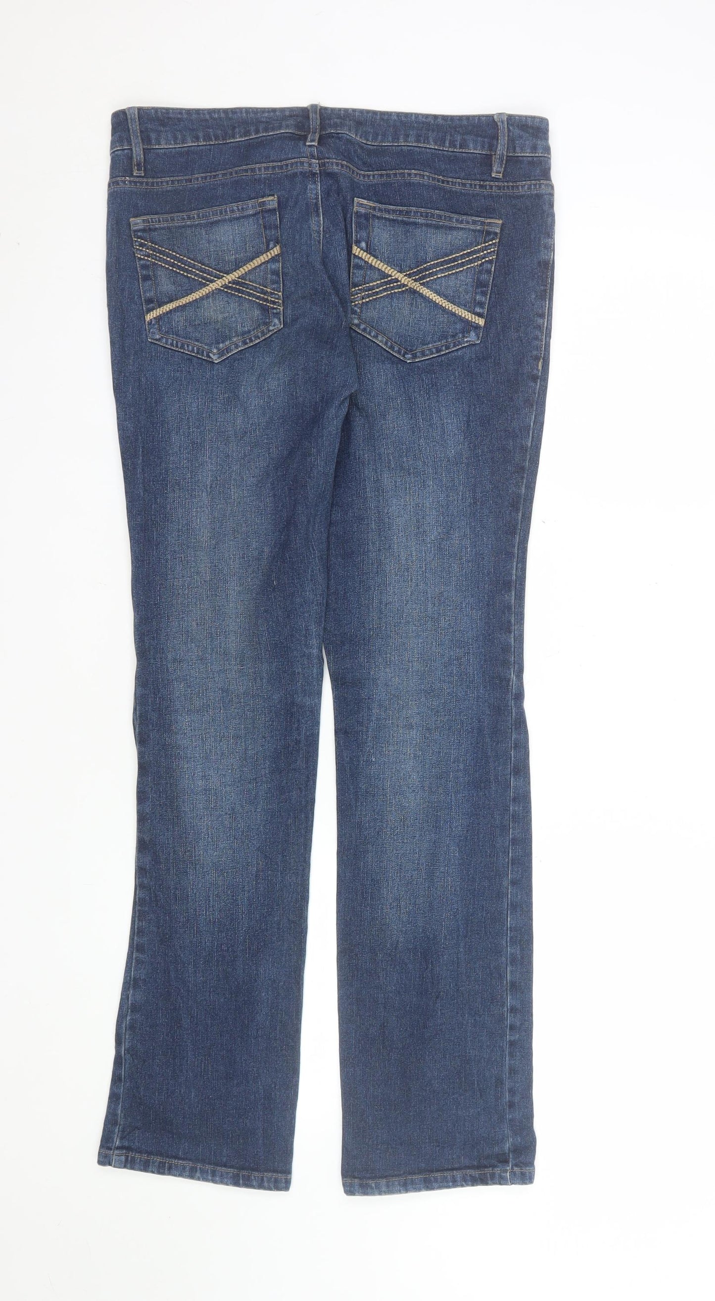 Suite Womens Blue Straight Mid Rise Stretch Jeans Size 10