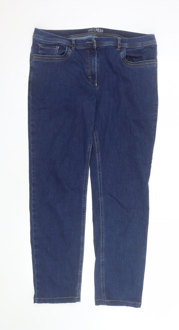 Gina by Zerres Women Blue Size 18 Straight Stretch Jeans