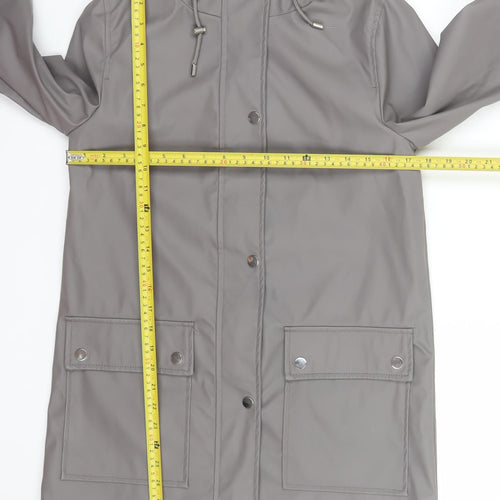 New Look Women’s Grey Waterproof Hooded Rain Coat Jacket Size 6
