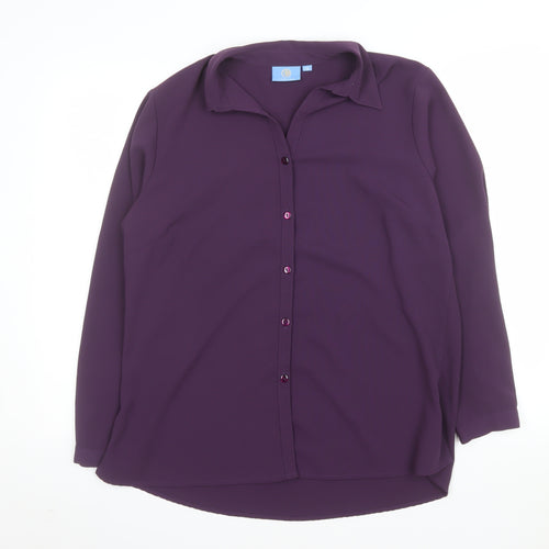 Classic Women's Purple Long Sleeve Button-Up Blouse Size 18