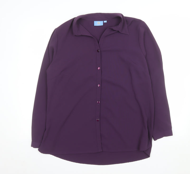 Classic Women's Purple Long Sleeve Button-Up Blouse Size 18