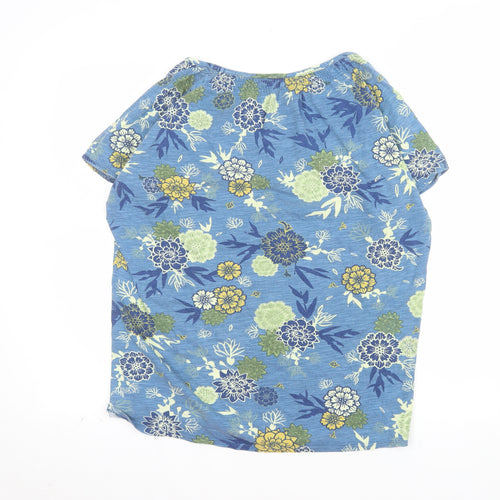 Isle Essentials Women's Blue Floral Cotton Short Sleeve T-Shirt Size 18-20