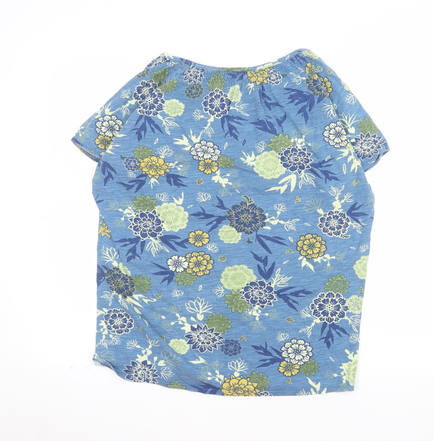 Isle Essentials Women's Blue Floral Cotton Short Sleeve T-Shirt Size 18-20
