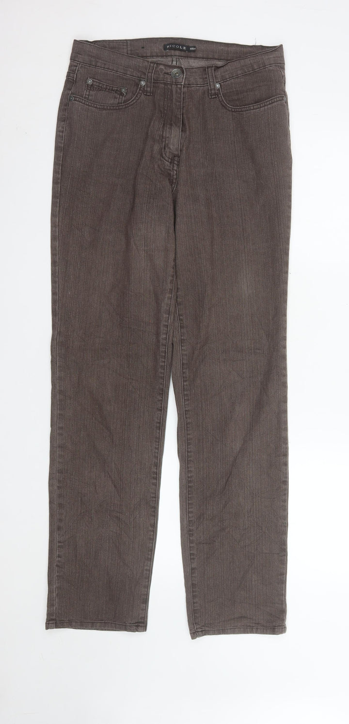 Nicole Women Brown Straight Jeans Size 12 Stretch Denim