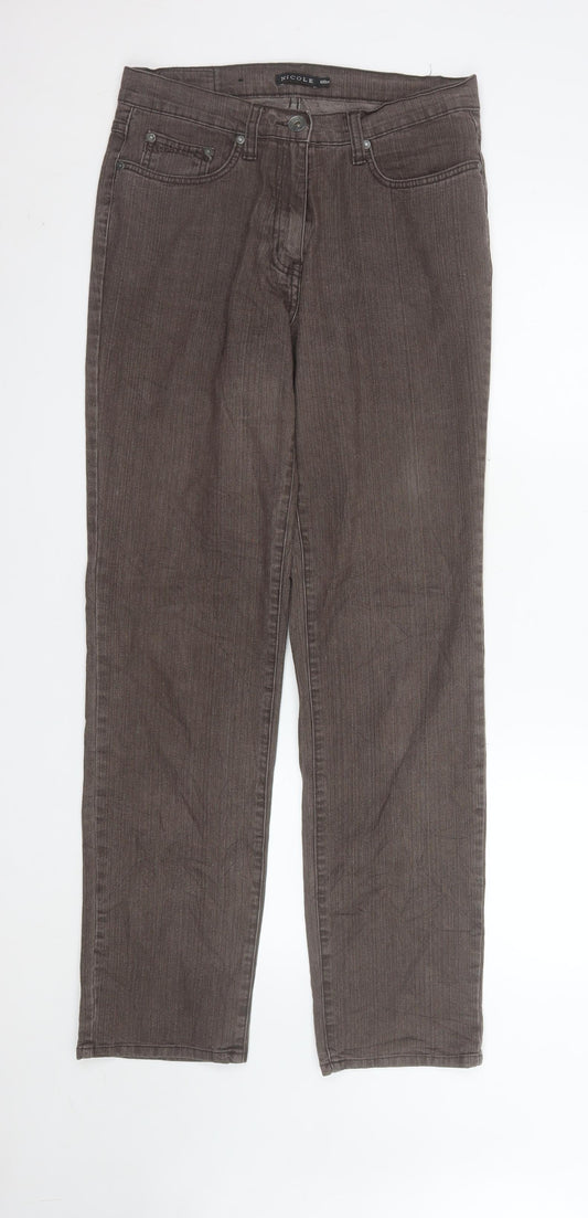 Nicole Women Brown Straight Jeans Size 12 Stretch Denim